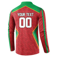 Caribbean Cricket Custom Guyana Button Sweatshirt Warriors Rise Amazonian Geometry Motif