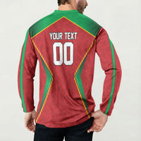 Caribbean Cricket Custom Guyana Button Sweatshirt Warriors Rise Amazonian Geometry Motif