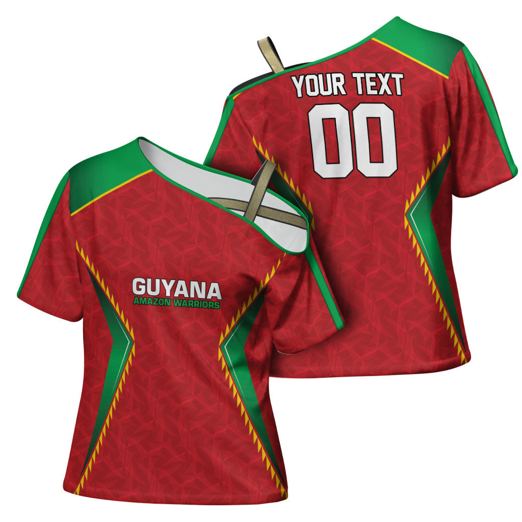 Caribbean Cricket Custom Guyana Cross Shoulder Shirt Warriors Rise Amazonian Geometry Motif