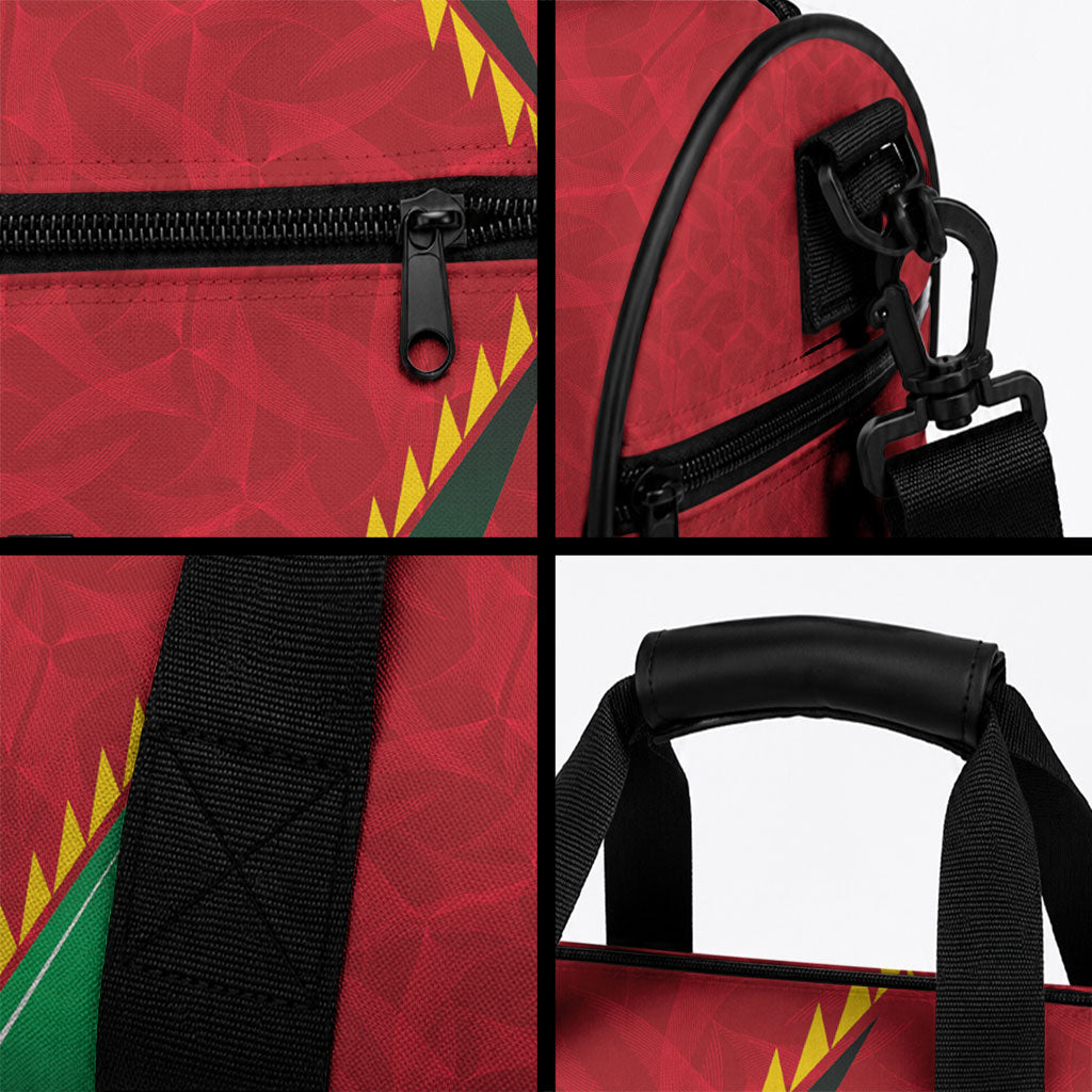 Caribbean Cricket Custom Guyana Duffle Bag Warriors Rise Amazonian Geometry Motif