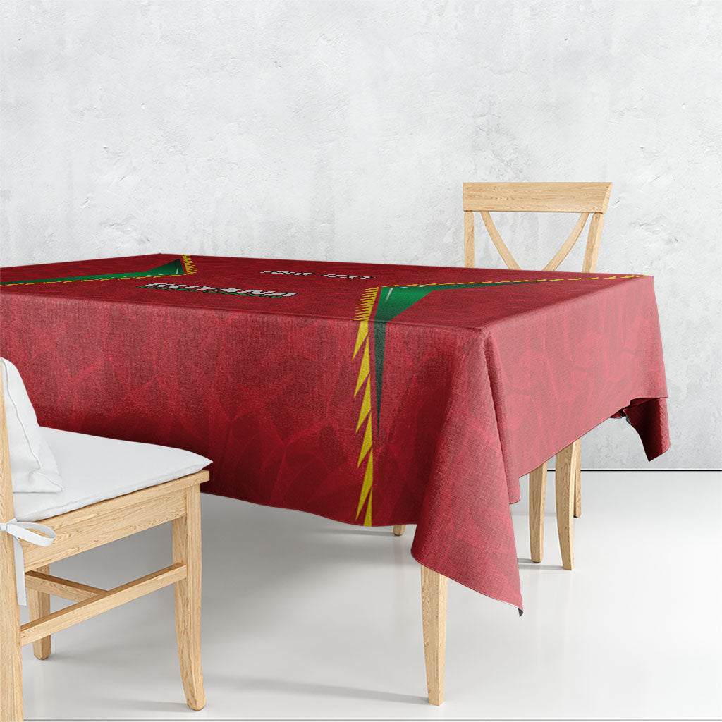 Caribbean Cricket Custom Guyana Tablecloth Warriors Rise Amazonian Geometry Motif