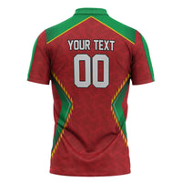 Caribbean Cricket Custom Guyana Zipper Polo Shirt Warriors Rise Amazonian Geometry Motif