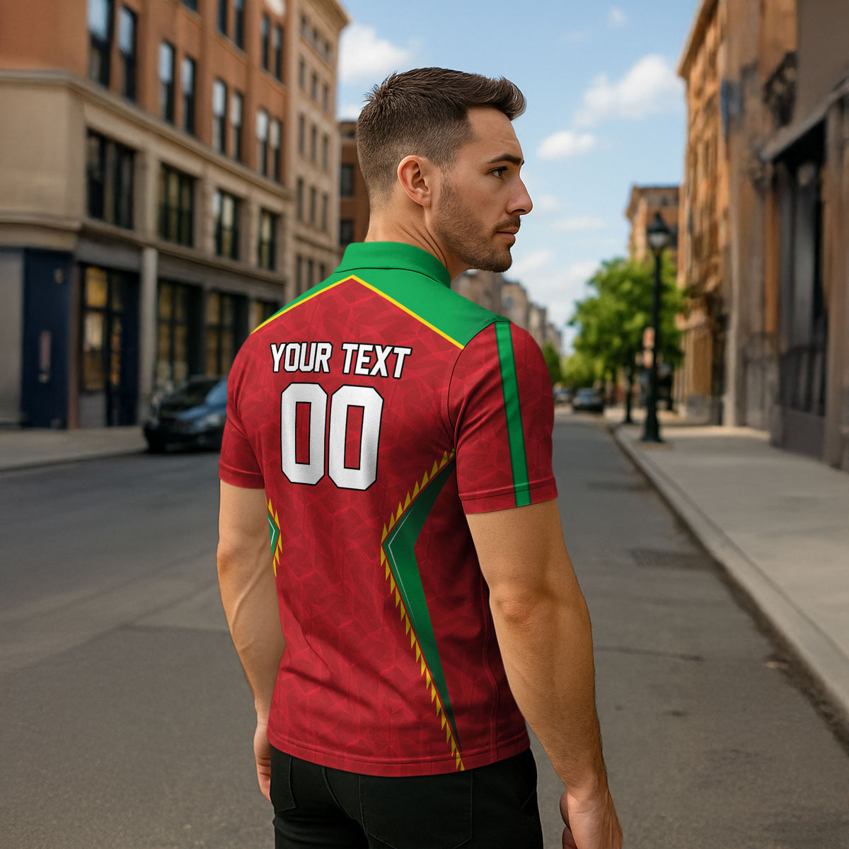 Caribbean Cricket Custom Guyana Zipper Polo Shirt Warriors Rise Amazonian Geometry Motif