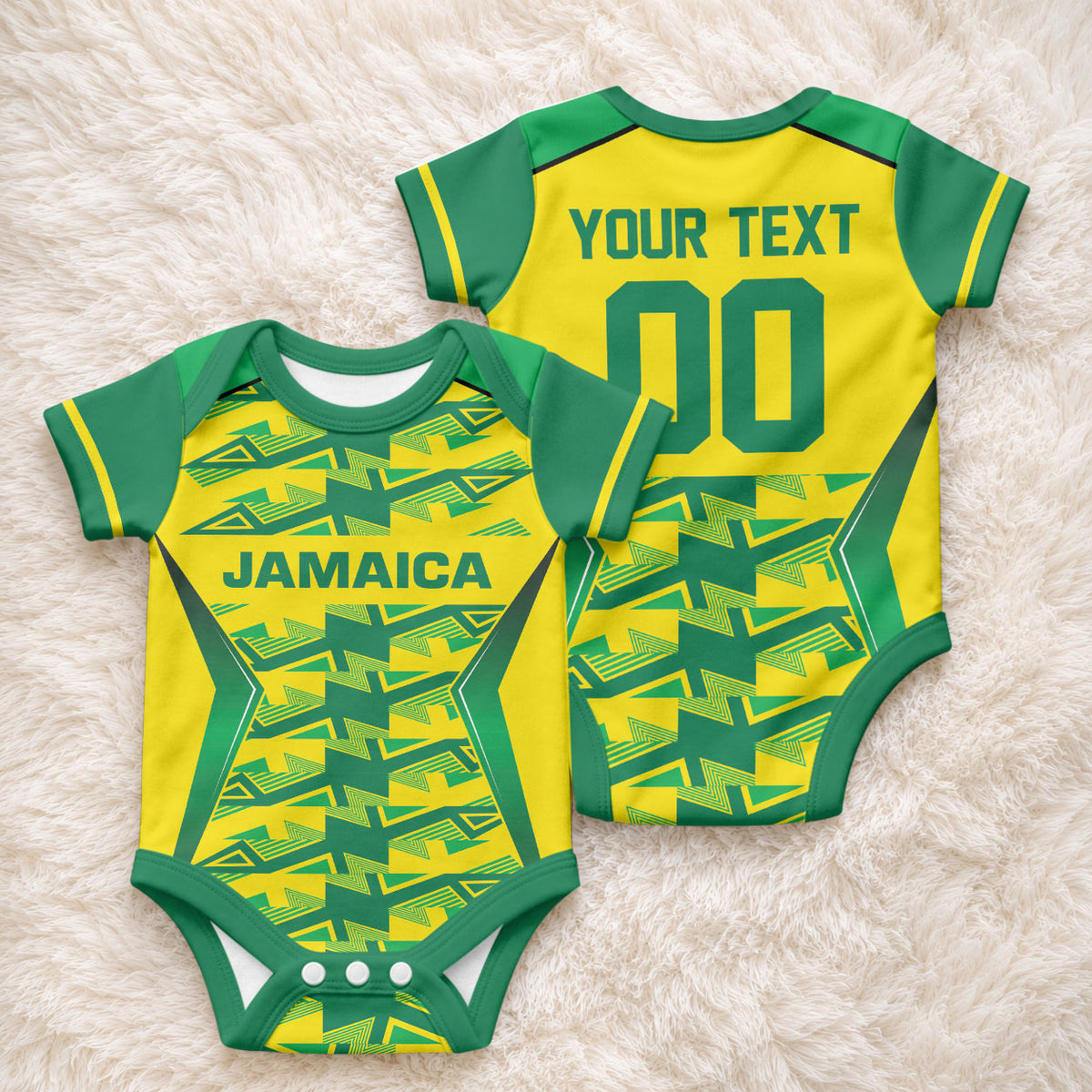 Caribbean Cricket Custom Jamaica Baby Onesie Stand Tall Together Akan Inspired Geometric Motif