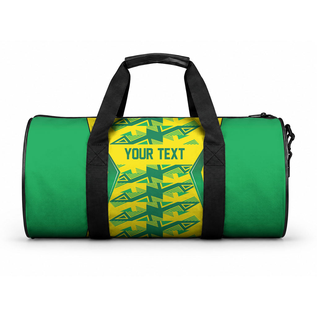 Caribbean Cricket Custom Jamaica Duffle Bag Stand Tall Together Akan Inspired Geometric Motif