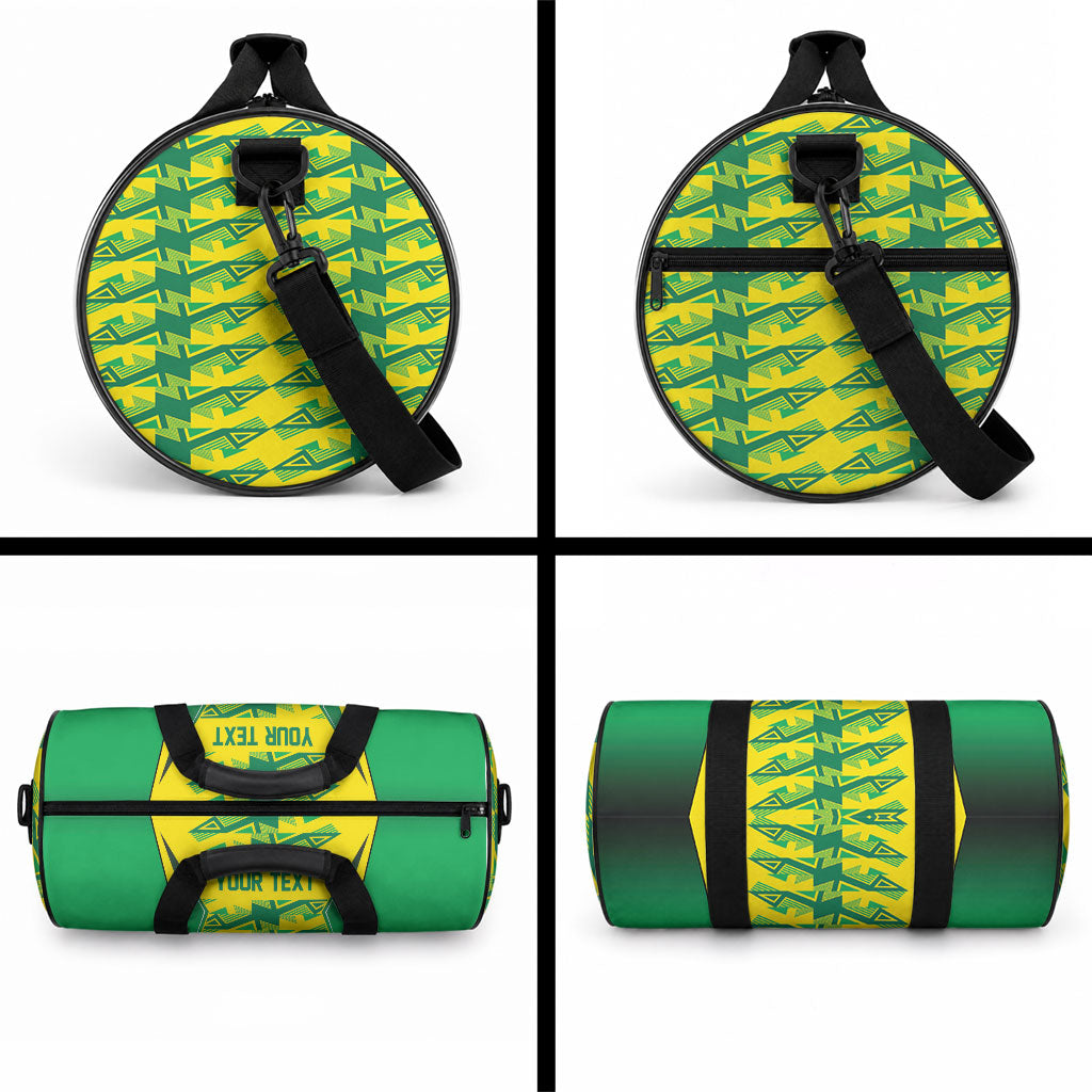 Caribbean Cricket Custom Jamaica Duffle Bag Stand Tall Together Akan Inspired Geometric Motif