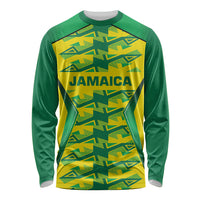 Caribbean Cricket Custom Jamaica Long Sleeve Shirt Stand Tall Together Akan Inspired Geometric Motif