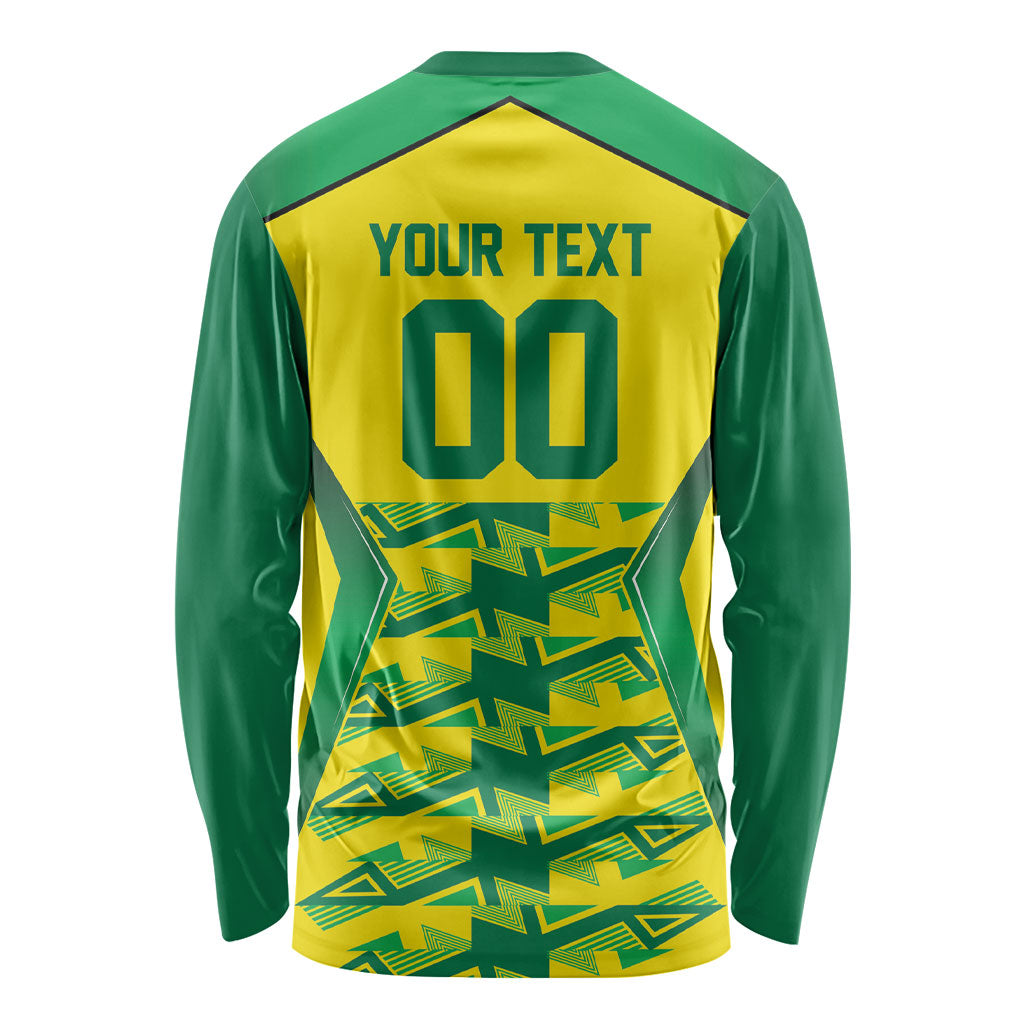 Caribbean Cricket Custom Jamaica Long Sleeve Shirt Stand Tall Together Akan Inspired Geometric Motif