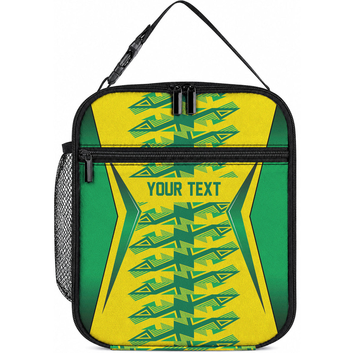 Caribbean Cricket Custom Jamaica Lunch Bag Stand Tall Together Akan Inspired Geometric Motif