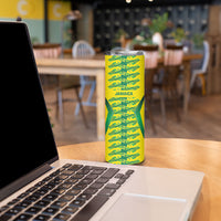 Caribbean Cricket Custom Jamaica Skinny Tumbler Stand Tall Together Akan Inspired Geometric Motif