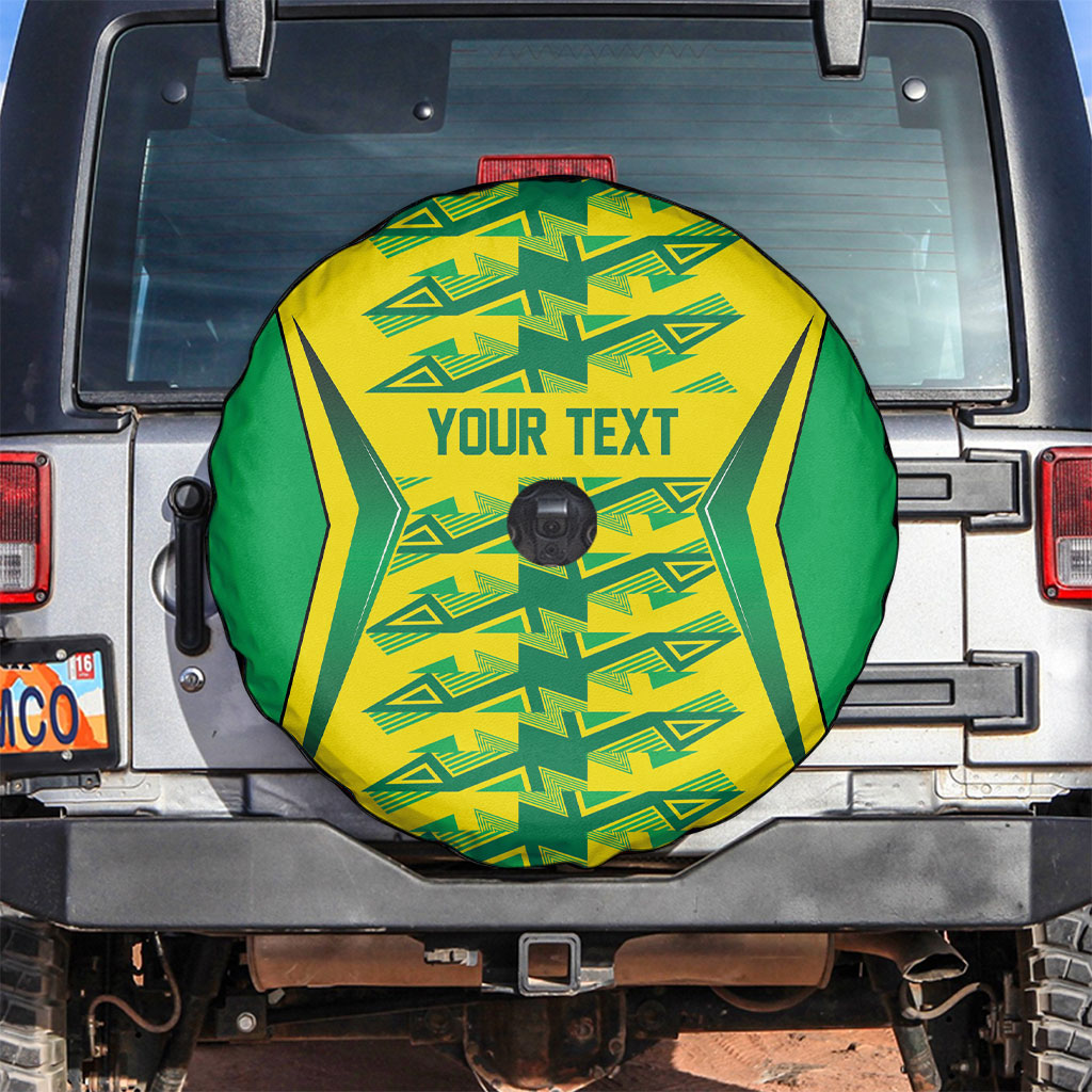 Caribbean Cricket Custom Jamaica Spare Tire Cover Stand Tall Together Akan Inspired Geometric Motif