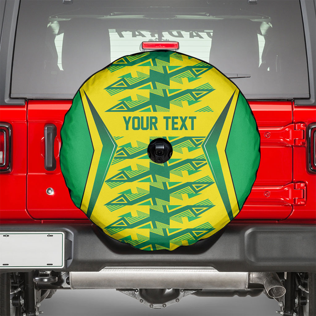 Caribbean Cricket Custom Jamaica Spare Tire Cover Stand Tall Together Akan Inspired Geometric Motif