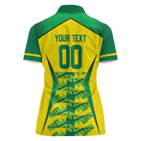 Caribbean Cricket Custom Jamaica Women Polo Shirt Stand Tall Together Akan Inspired Geometric Motif