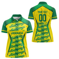 Caribbean Cricket Custom Jamaica Women Polo Shirt Stand Tall Together Akan Inspired Geometric Motif