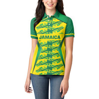 Caribbean Cricket Custom Jamaica Women Polo Shirt Stand Tall Together Akan Inspired Geometric Motif