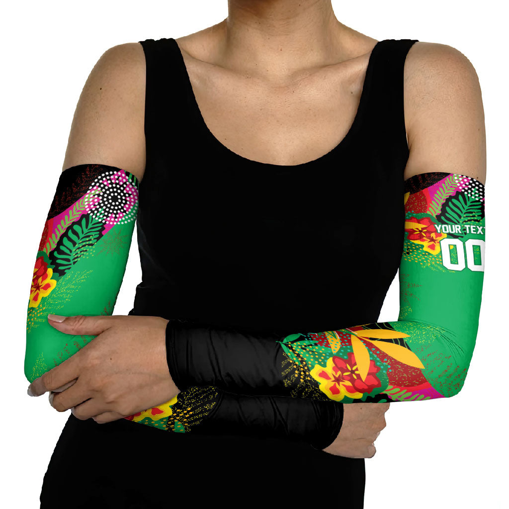 Caribbean Cricket Custom St Kitts and Nevis Arm Sleeves Patriots Roar Louder Island's Flora Inspired