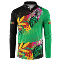 Caribbean Cricket Custom St Kitts and Nevis Button Sweatshirt Patriots Roar Louder Island's Flora Inspired