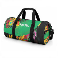 Caribbean Cricket Custom St Kitts and Nevis Duffle Bag Patriots Roar Louder Island's Flora Inspired