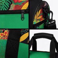 Caribbean Cricket Custom St Kitts and Nevis Duffle Bag Patriots Roar Louder Island's Flora Inspired