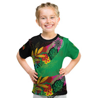 Caribbean Cricket Custom St Kitts and Nevis Kid T Shirt Patriots Roar Louder Island's Flora Inspired