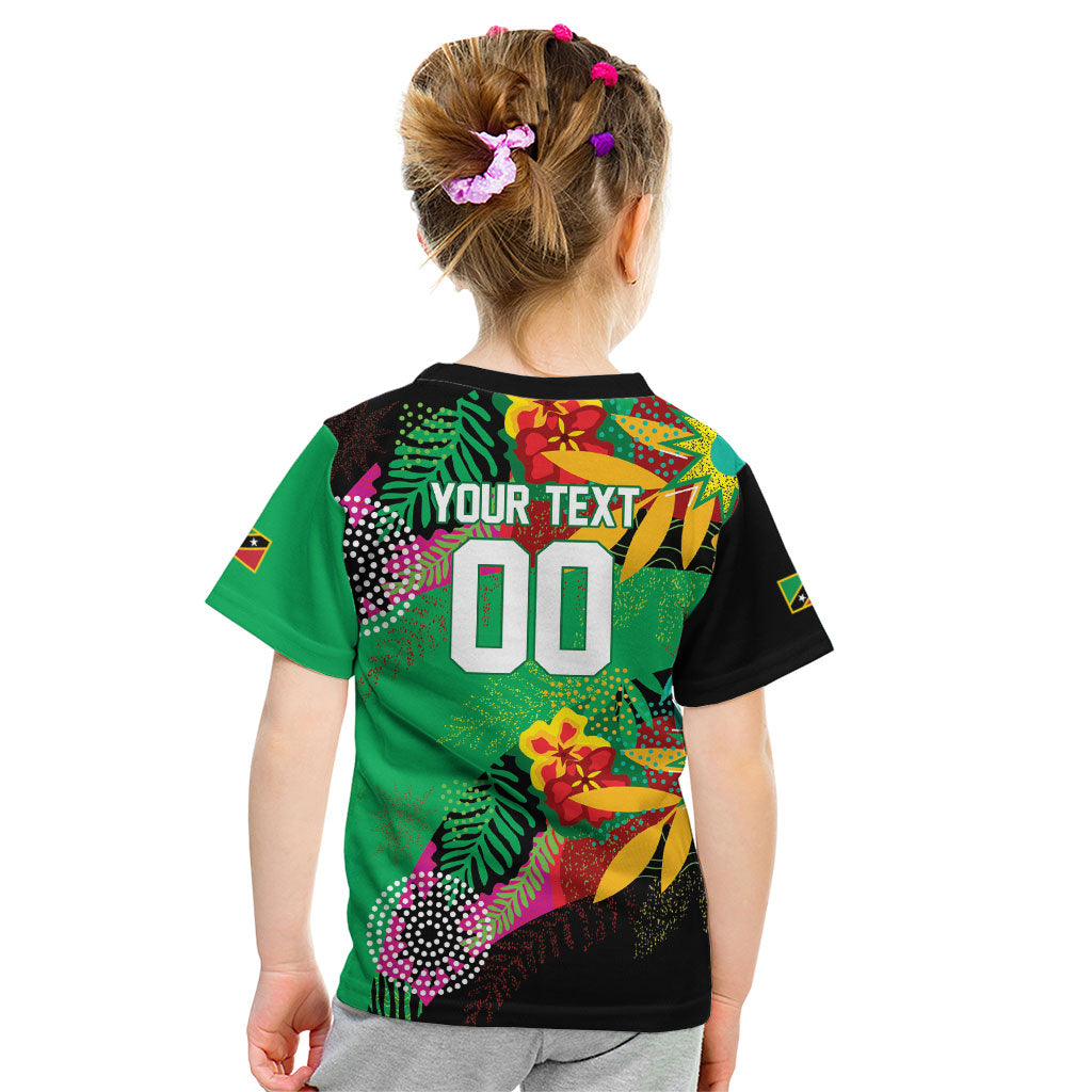 Caribbean Cricket Custom St Kitts and Nevis Kid T Shirt Patriots Roar Louder Island's Flora Inspired