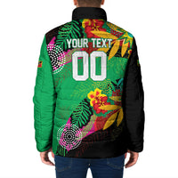 Caribbean Cricket Custom St Kitts and Nevis Padded Jacket Patriots Roar Louder Island's Flora Inspired