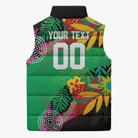 Caribbean Cricket Custom St Kitts and Nevis Sleeveless Puffer Jacket Patriots Roar Louder Island's Flora Inspired