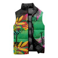 Caribbean Cricket Custom St Kitts and Nevis Sleeveless Puffer Jacket Patriots Roar Louder Island's Flora Inspired