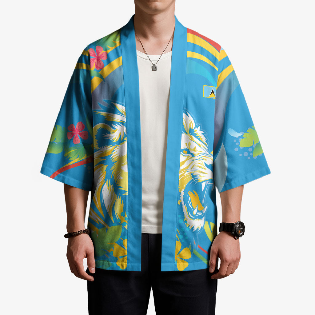 Caribbean Cricket Custom Saint Lucia Kimono Kite'y Enspiwe'w Hibiscus Flowers Edition