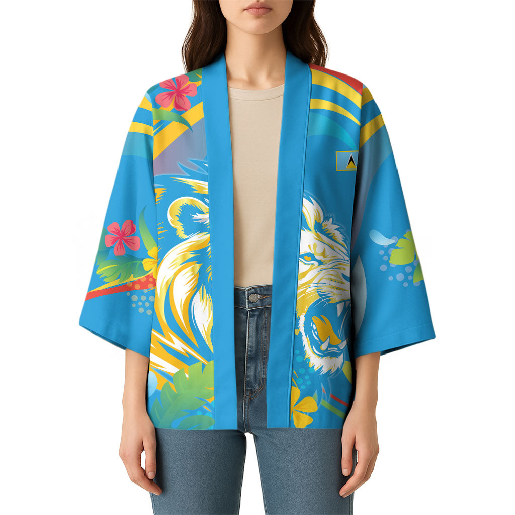 Caribbean Cricket Custom Saint Lucia Kimono Kite'y Enspiwe'w Hibiscus Flowers Edition
