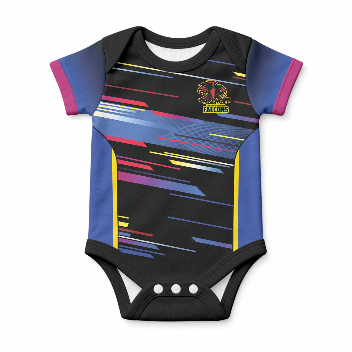 Caribbean Cricket Custom Antigua and Barbuda Baby Onesie Abstract Geometric Pattern