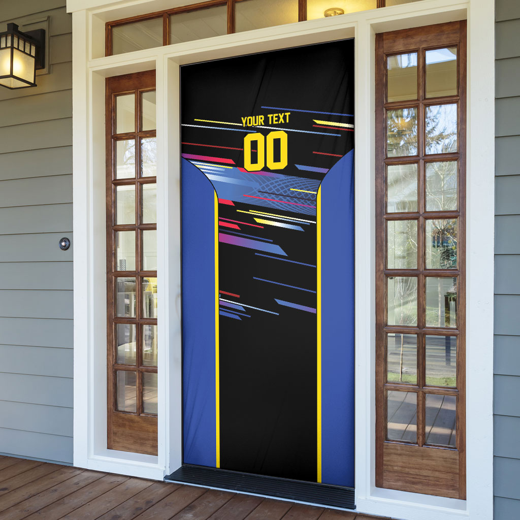 Caribbean Cricket Custom Antigua and Barbuda Door Cover Abstract Geometric Pattern