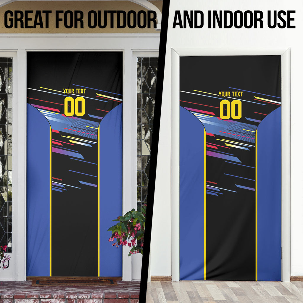 Caribbean Cricket Custom Antigua and Barbuda Door Cover Abstract Geometric Pattern