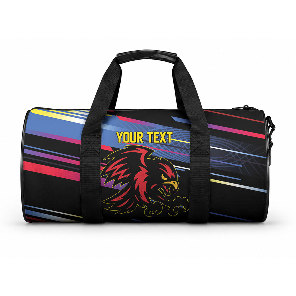 Caribbean Cricket Custom Antigua and Barbuda Duffle Bag Abstract Geometric Pattern