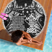 New Zealand Rugby Beach Blanket Black Haka Dance With NZ Champions History LT9 - Wonder Print Shop