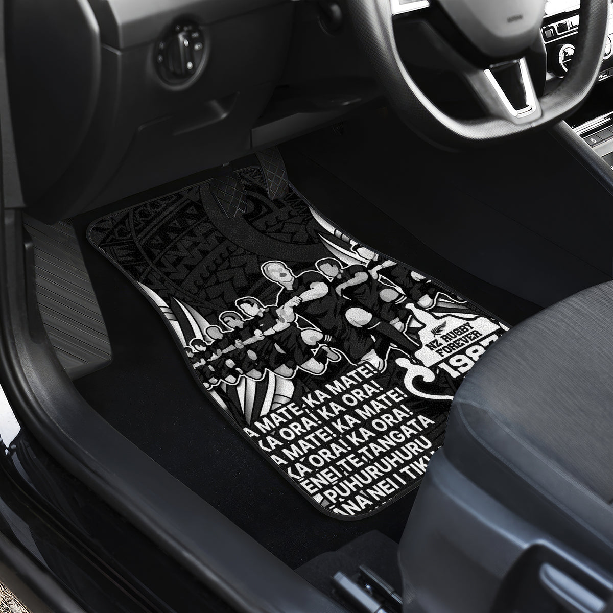 New Zealand Rugby Car Mats Black Haka Dance With NZ Champions History LT9 - Wonder Print Shop