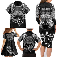 New Zealand Rugby Family Matching Long Sleeve Bodycon Dress and Hawaiian Shirt Black Haka Dance With NZ Champions History LT9 - Wonder Print Shop