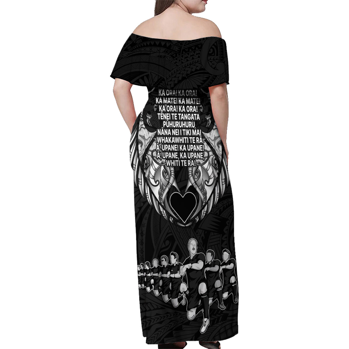 New Zealand Rugby Family Matching Off Shoulder Maxi Dress and Hawaiian Shirt Black Haka Dance With NZ Champions History LT9 - Wonder Print Shop