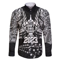 New Zealand Rugby Family Matching Off Shoulder Short Dress and Hawaiian Shirt Black Haka Dance With NZ Champions History LT9 - Wonder Print Shop