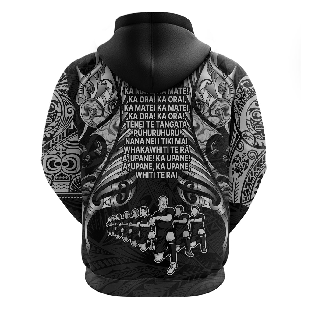 New Zealand Rugby Hoodie Black Haka Dance With NZ Champions History - Wonder Print Shop