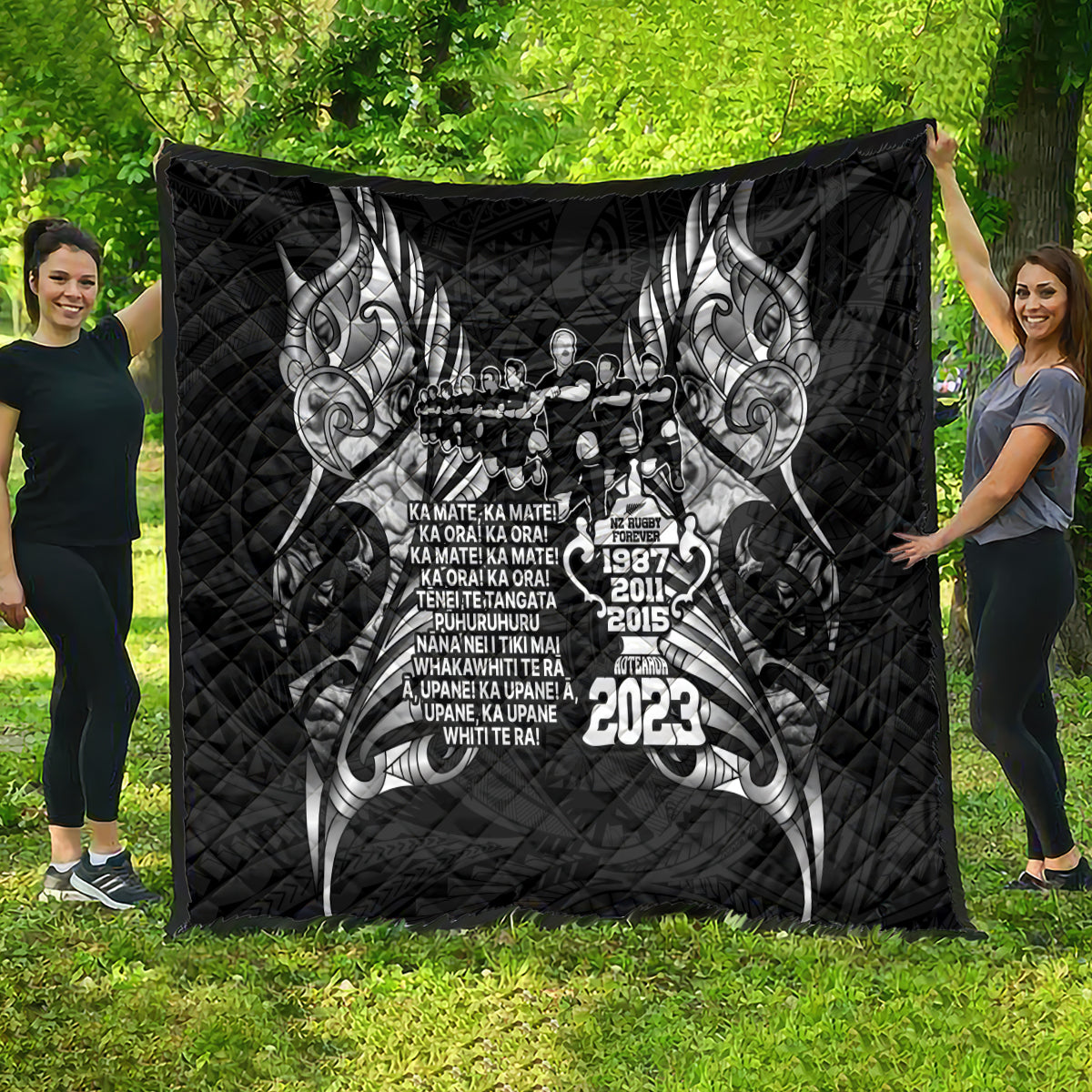 New Zealand Rugby Quilt Black Haka Dance With NZ Champions History - Wonder Print Shop