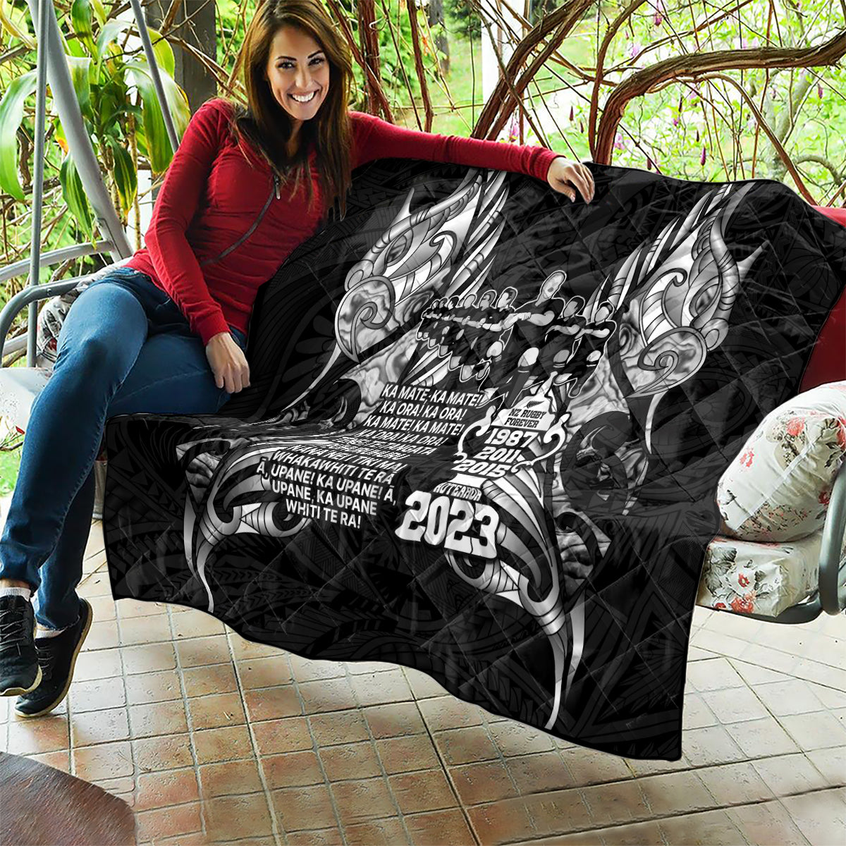 New Zealand Rugby Quilt Black Haka Dance With NZ Champions History - Wonder Print Shop