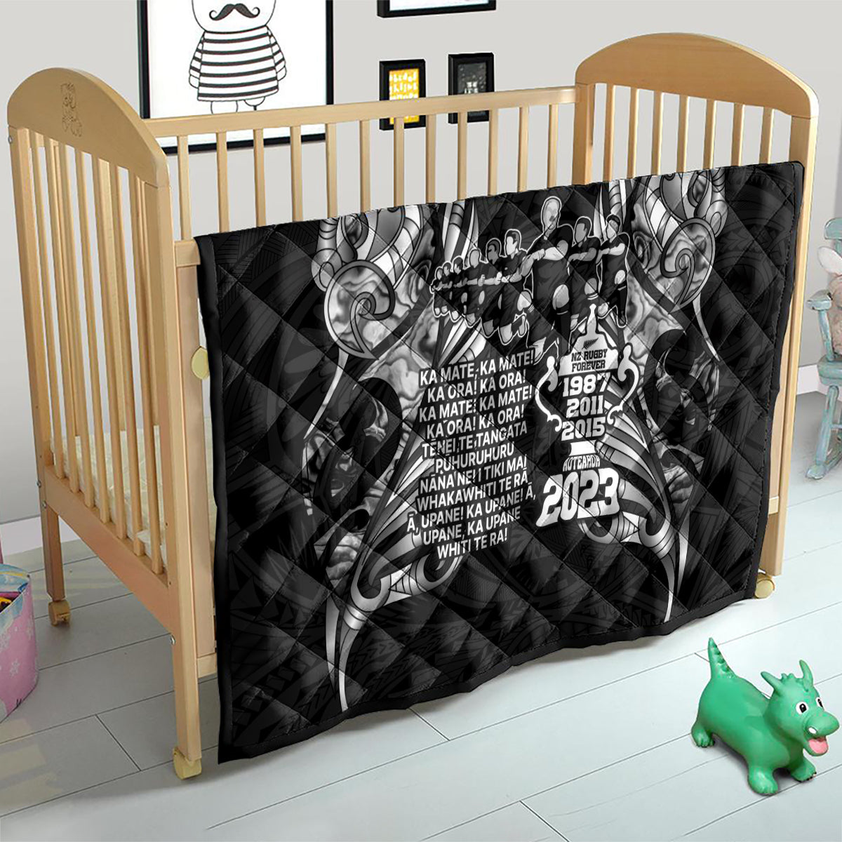 New Zealand Rugby Quilt Black Haka Dance With NZ Champions History - Wonder Print Shop
