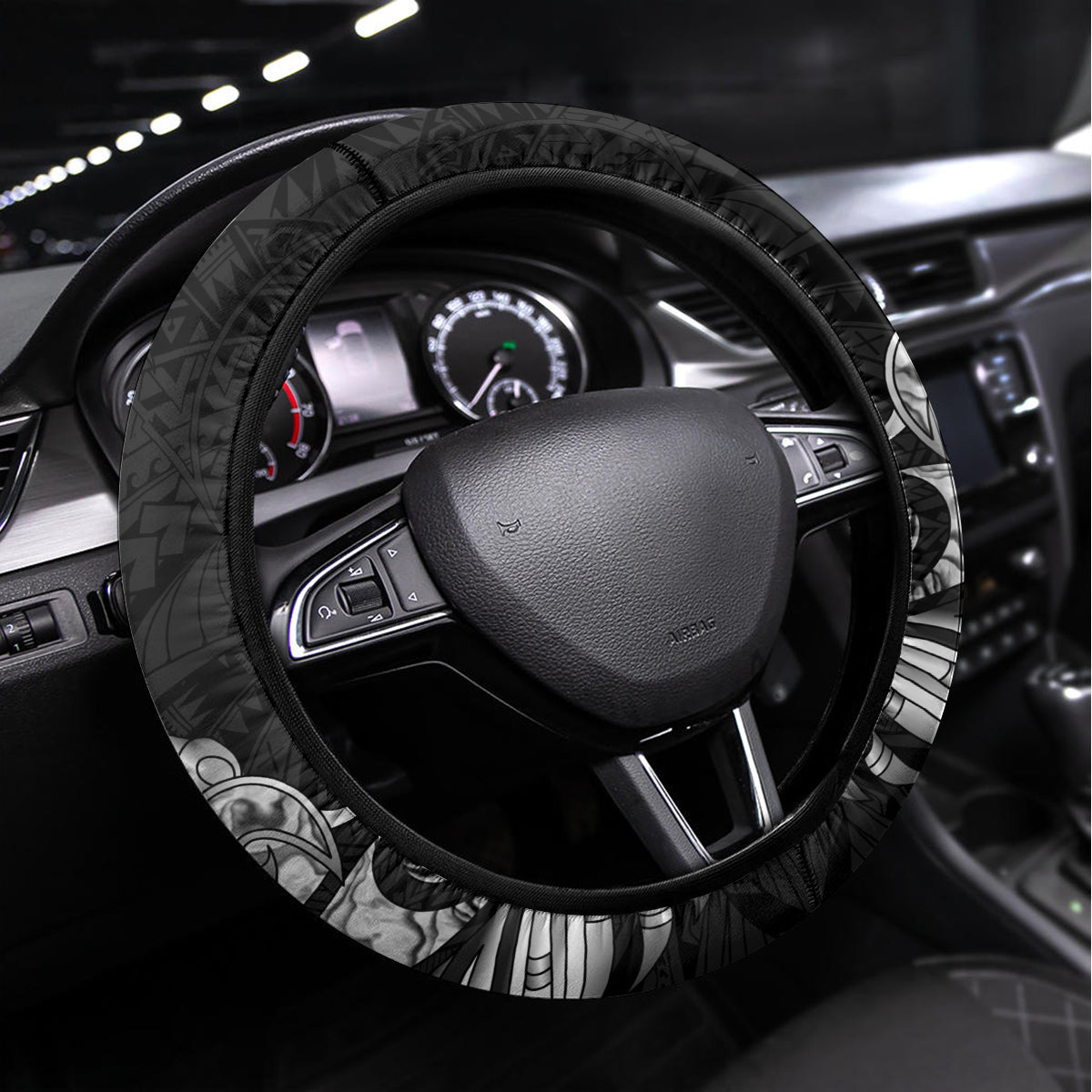 New Zealand Rugby Steering Wheel Cover Black Haka Dance With NZ Champions History - Wonder Print Shop
