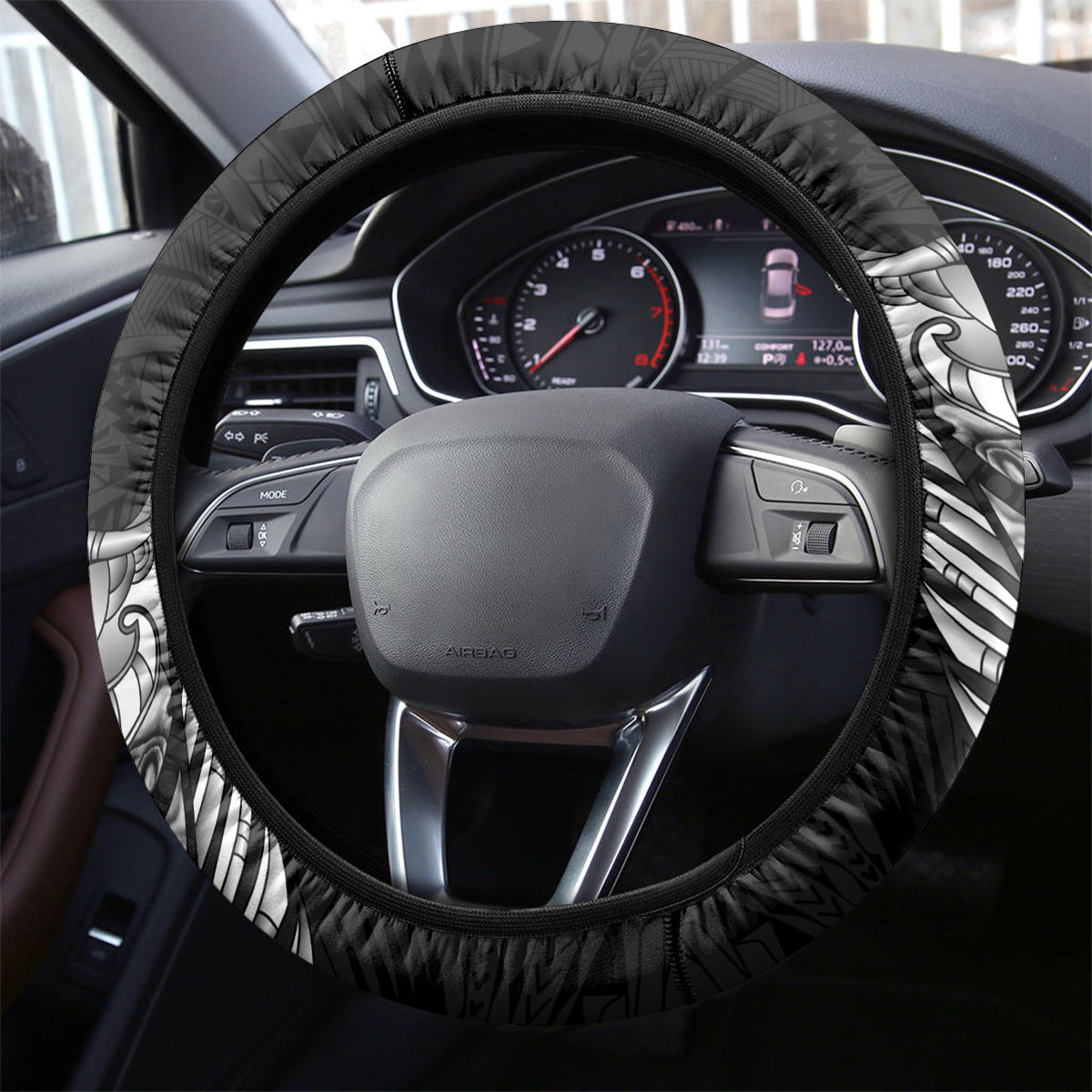 New Zealand Rugby Steering Wheel Cover Black Haka Dance With NZ Champions History - Wonder Print Shop