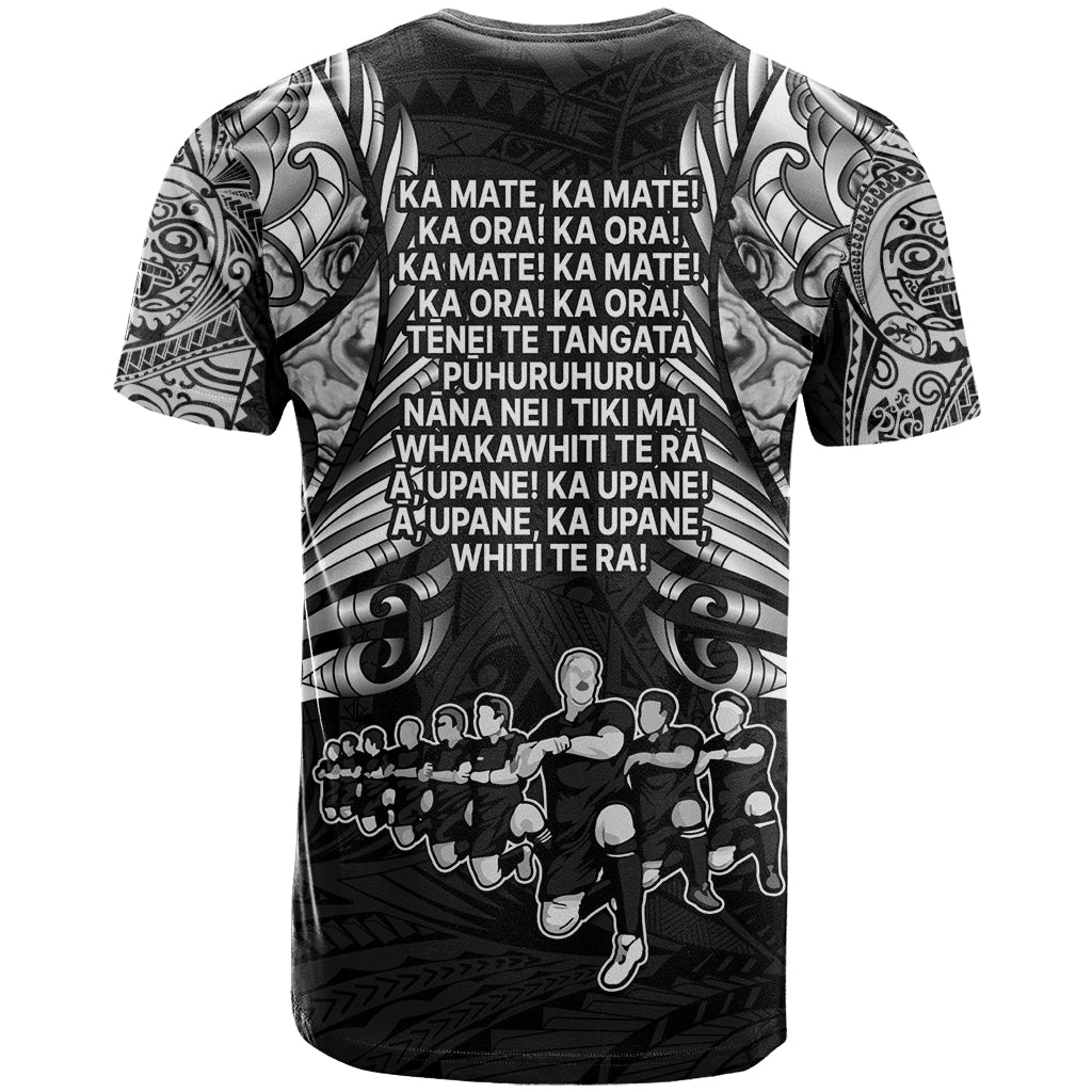 New Zealand Rugby T Shirt Black Haka Dance With NZ Champions History - Wonder Print Shop