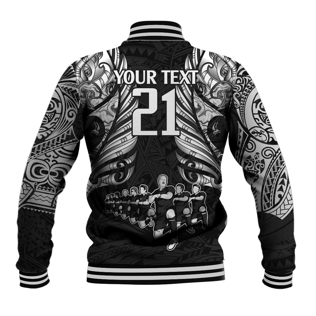 Custom New Zealand Rugby Baseball Jacket Black Haka Dance With NZ Champions History LT9 - Wonder Print Shop