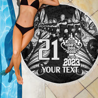 Custom New Zealand Rugby Beach Blanket Black Haka Dance With NZ Champions History LT9 - Wonder Print Shop