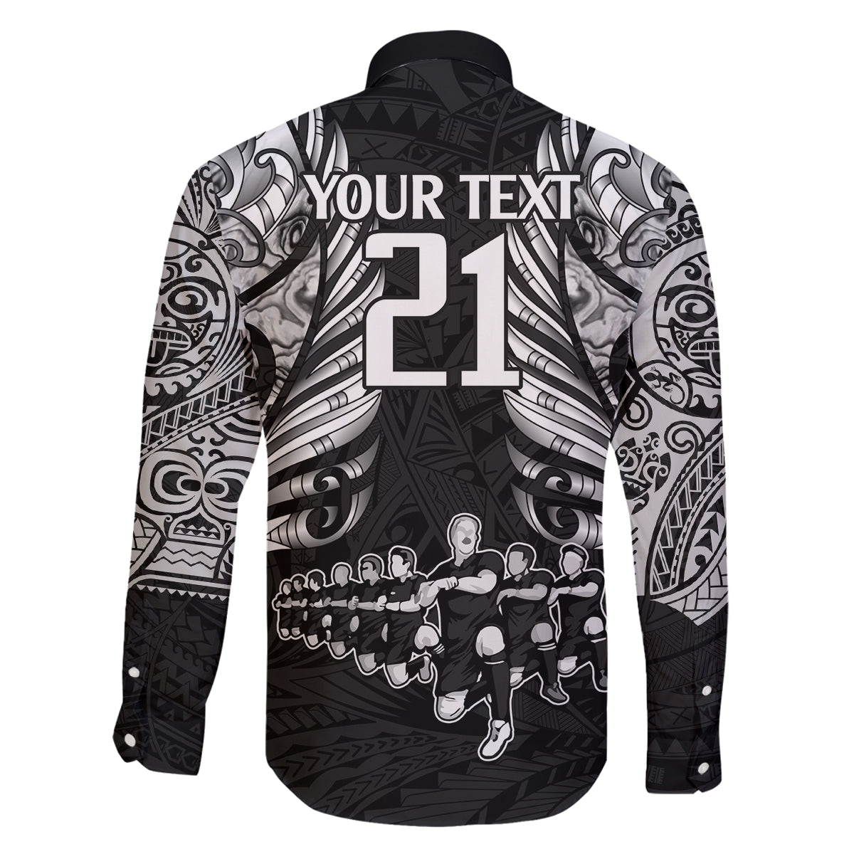 Custom New Zealand Rugby Family Matching Off Shoulder Long Sleeve Dress and Hawaiian Shirt Black Haka Dance With NZ Champions History - Wonder Print Shop