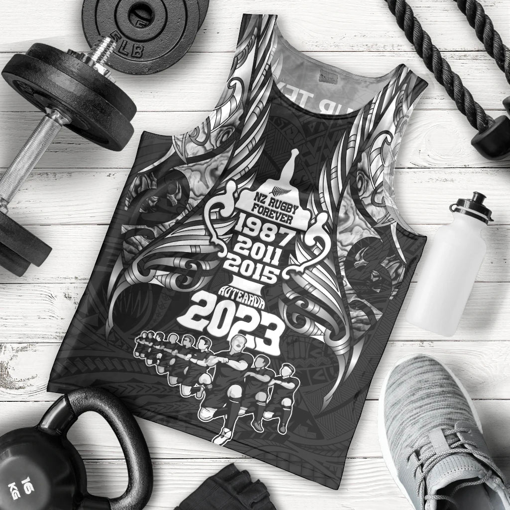 Custom New Zealand Rugby Men Tank Top Black Haka Dance With NZ Champions History - Wonder Print Shop